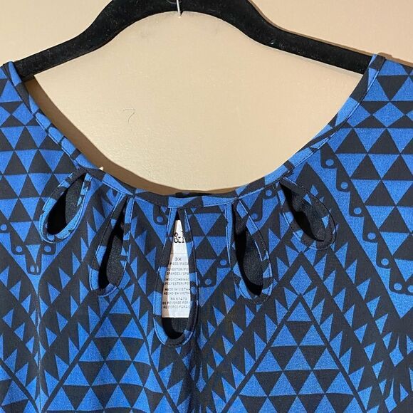 Danny & Nicole Geometric Print Midi Dress Neckline Cutout 3/4 Sleeve Size 3X EUC - Picture 6 of 12